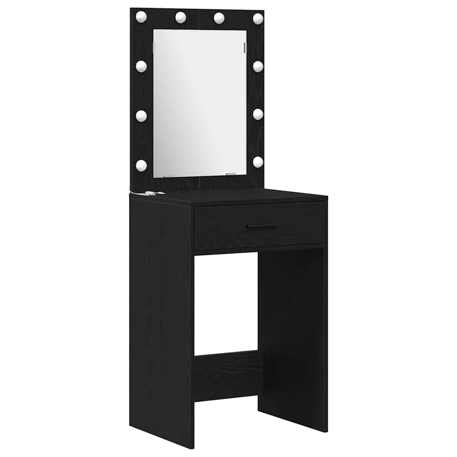 Ensemble de table de maquillage avec LED 3 pcs Chêne noir - 5