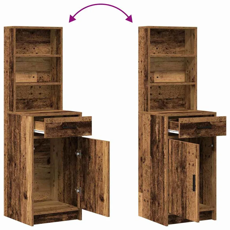 Table de Toilette avec tiroir 2 pcs Marron Bois d'ingénierie - 13