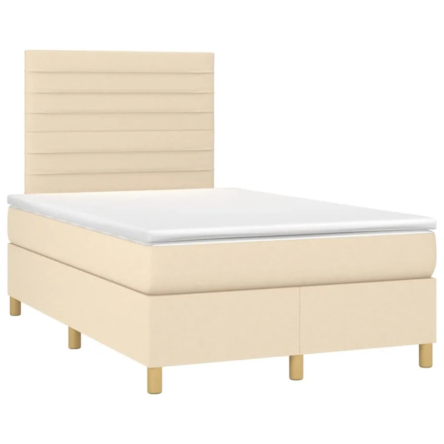 Sommier à lattes de lit et matelas et LED Crème 120x200cm Tissu - 3