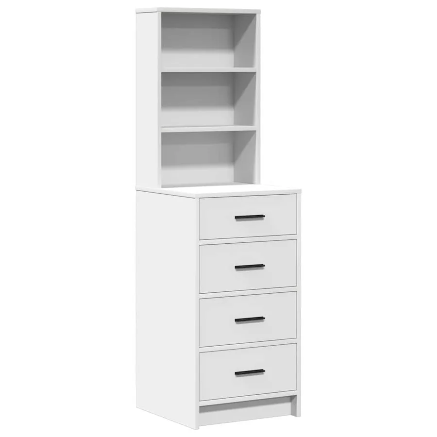 Table de Toilette avec tiroir 3 pcs Blanc Bois d'ingénierie - 6