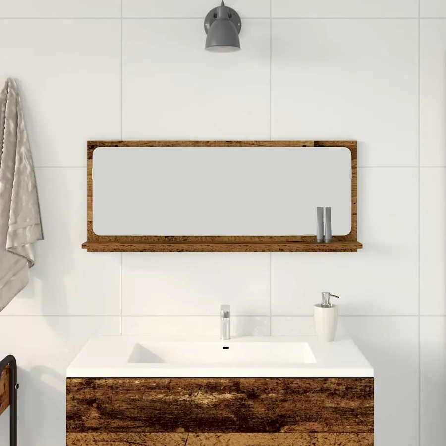 Étagère Miroir Bois ancien 90 x 10,5 x 37 cm Bois d'ingénierie