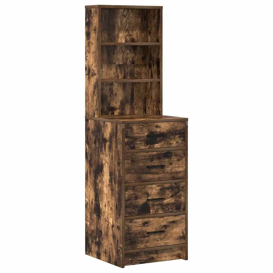 Table de Toilette 3 pcs Chêne fumé Bois d'ingénierie - 6