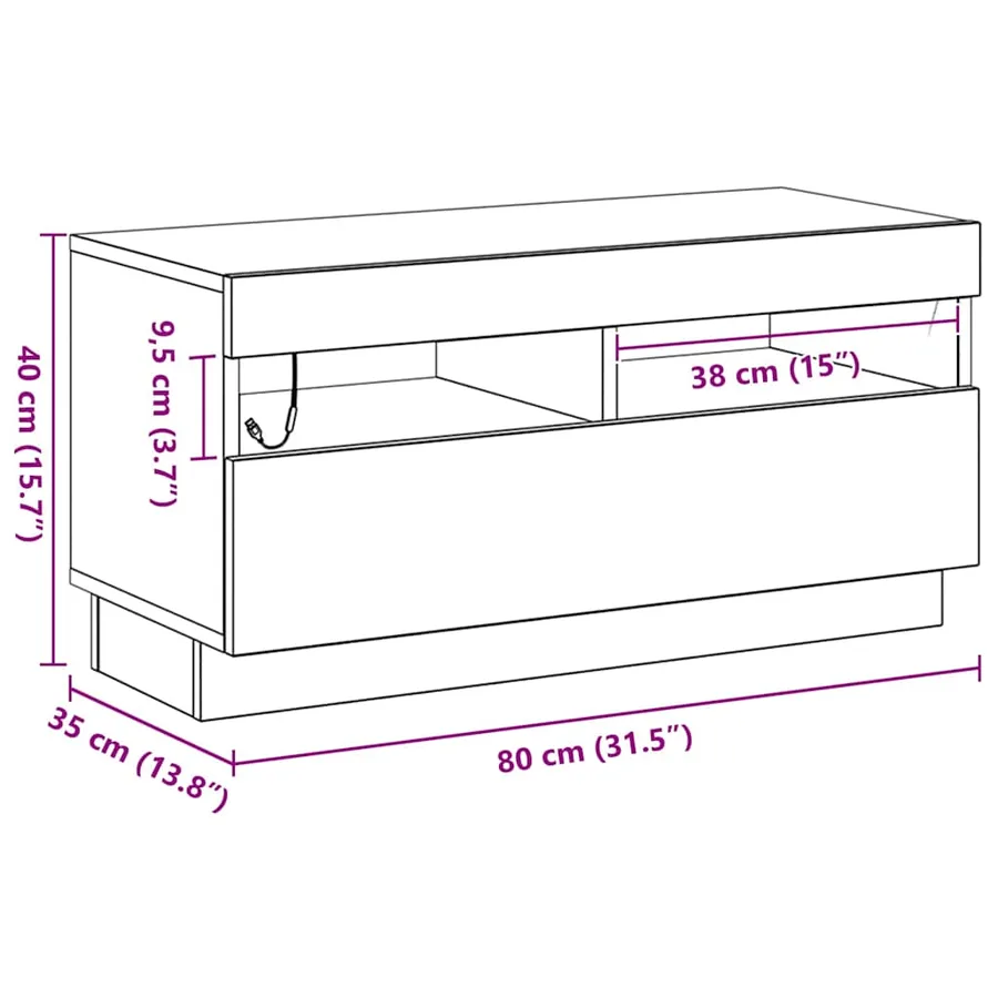 Meuble TV Chêne noir 80 x 35 x 40 cm Bois d'ingénierie - 12