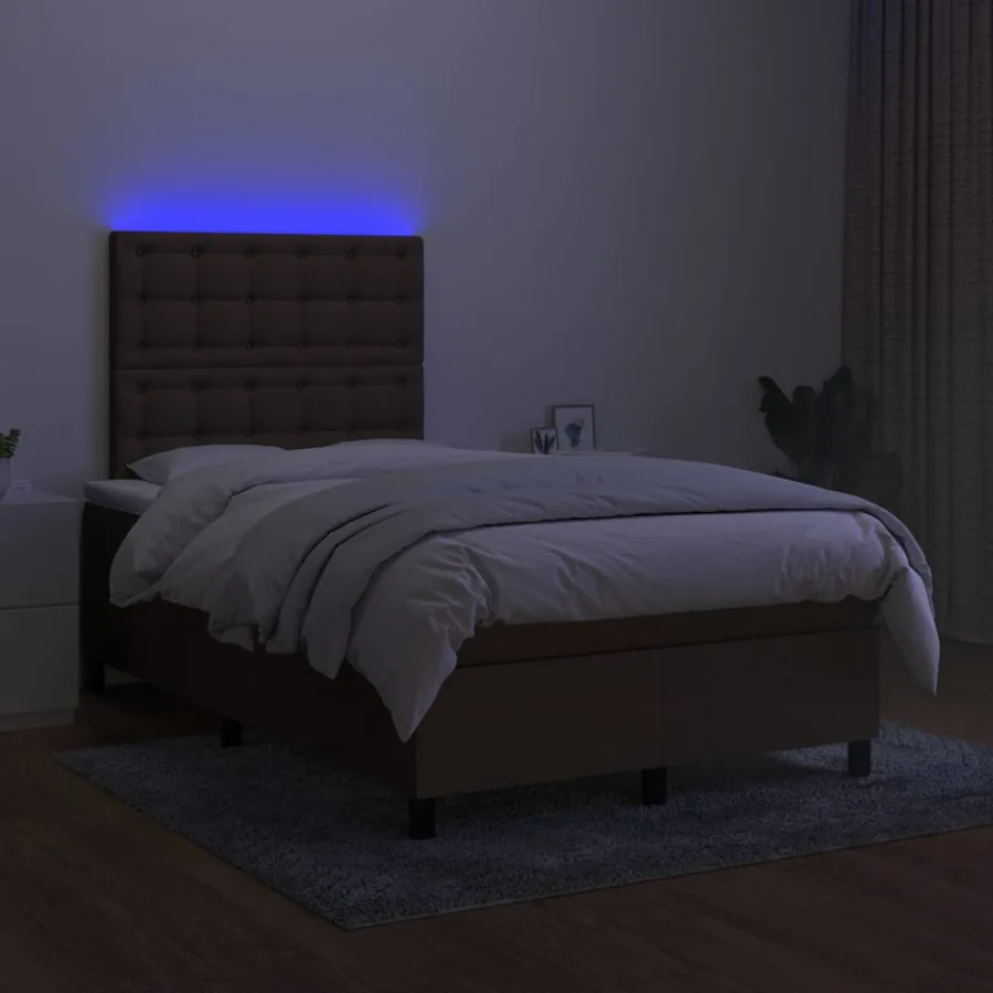 Sommier à lattes de lit matelas et LED Marron foncé 120x200 cm - 4