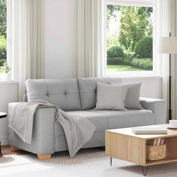 Canapé deux places gris nuage 180 x 77 x 82 cm en tissu