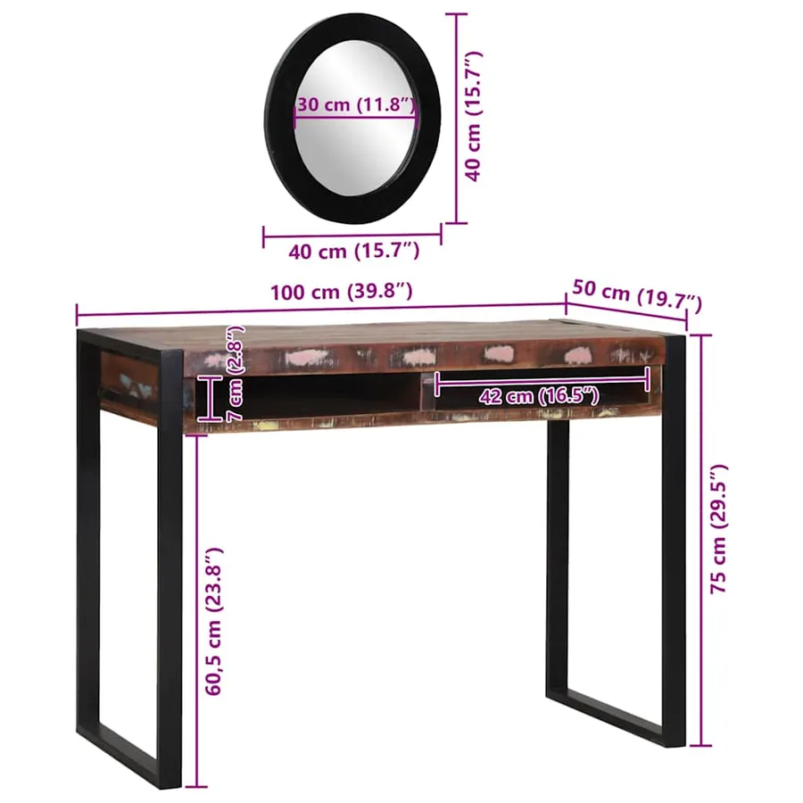 Table de Toilette Multicolore Bois massif de récupération - 15