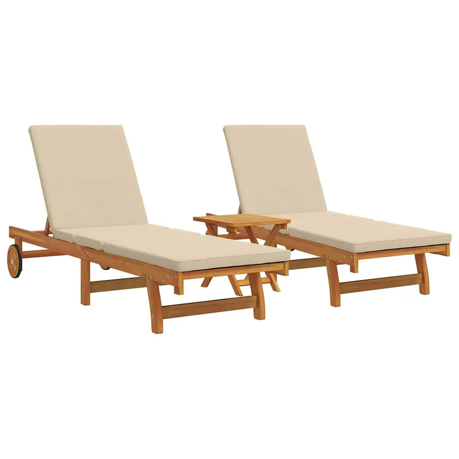 Transat 2-personne 3 pcs Marron Bois d'Acacia Massif - 2