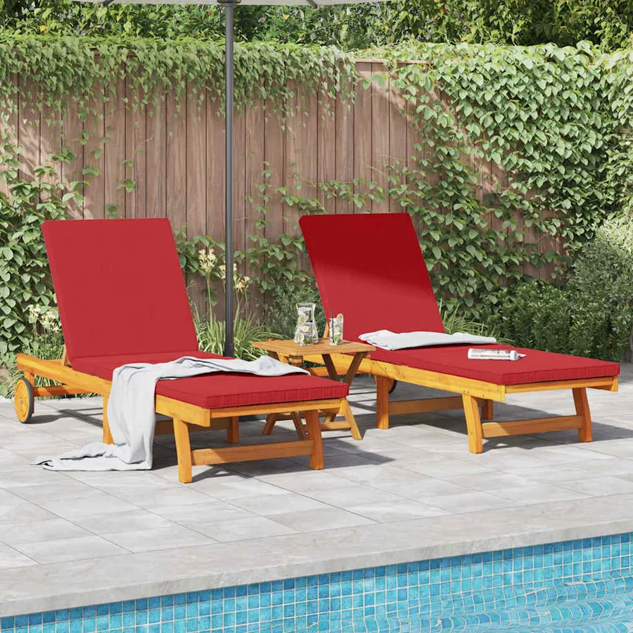 Transat 2-personne 2 pcs Marron Bois d'Acacia Massif