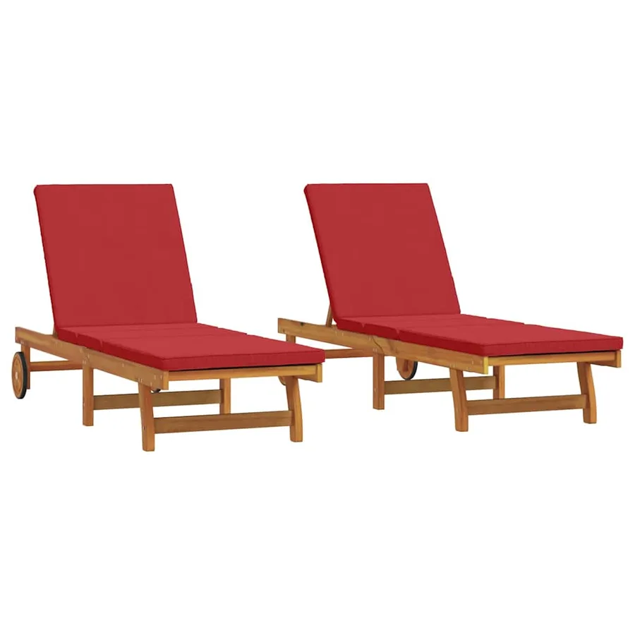 Transat 2-personne 2 pcs Marron Bois d'Acacia Massif - 2