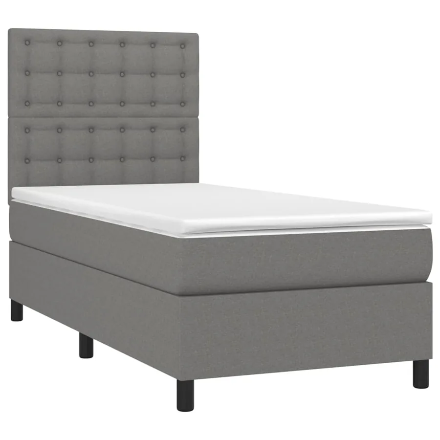 Sommier à lattes de lit avec matelas et LED Gris foncé 80x200cm - 3