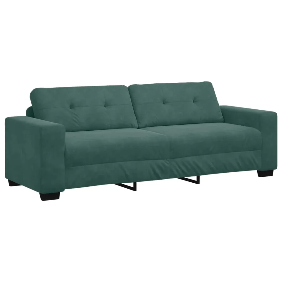 2 Piece Sofa Set with Cushions Dark Green Velvet - Untranslated - 5