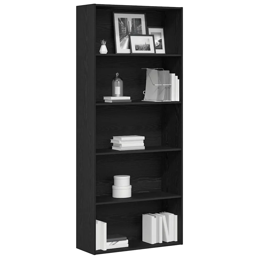 Bibliothèque en chêne noir 80x30x189 cm bois d'ingénierie - 4