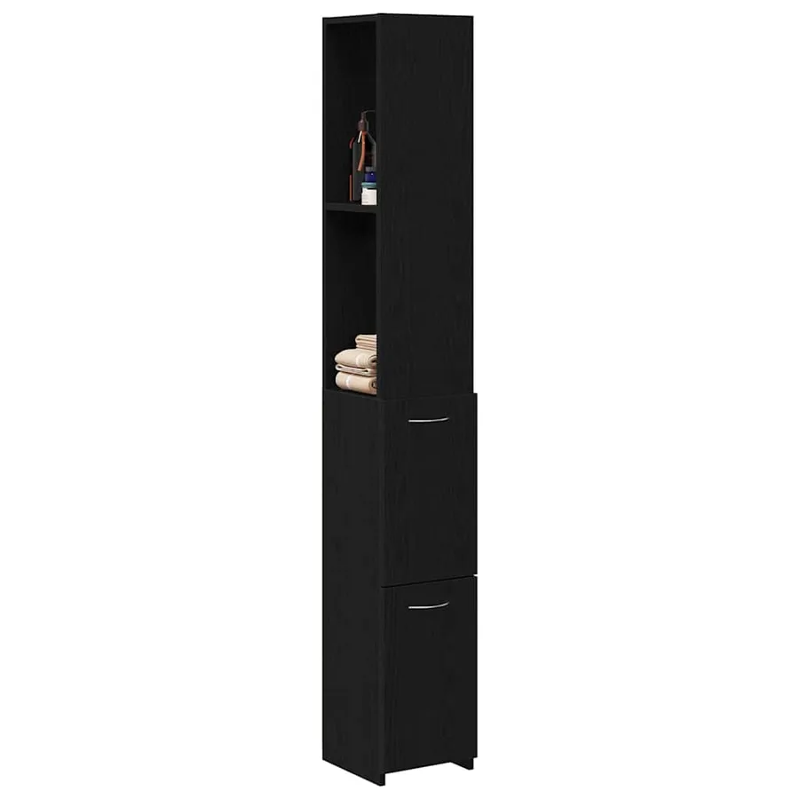 Cabinet de salle de bain avec porte Chêne noir 25 x 25 x 170 cm - 3