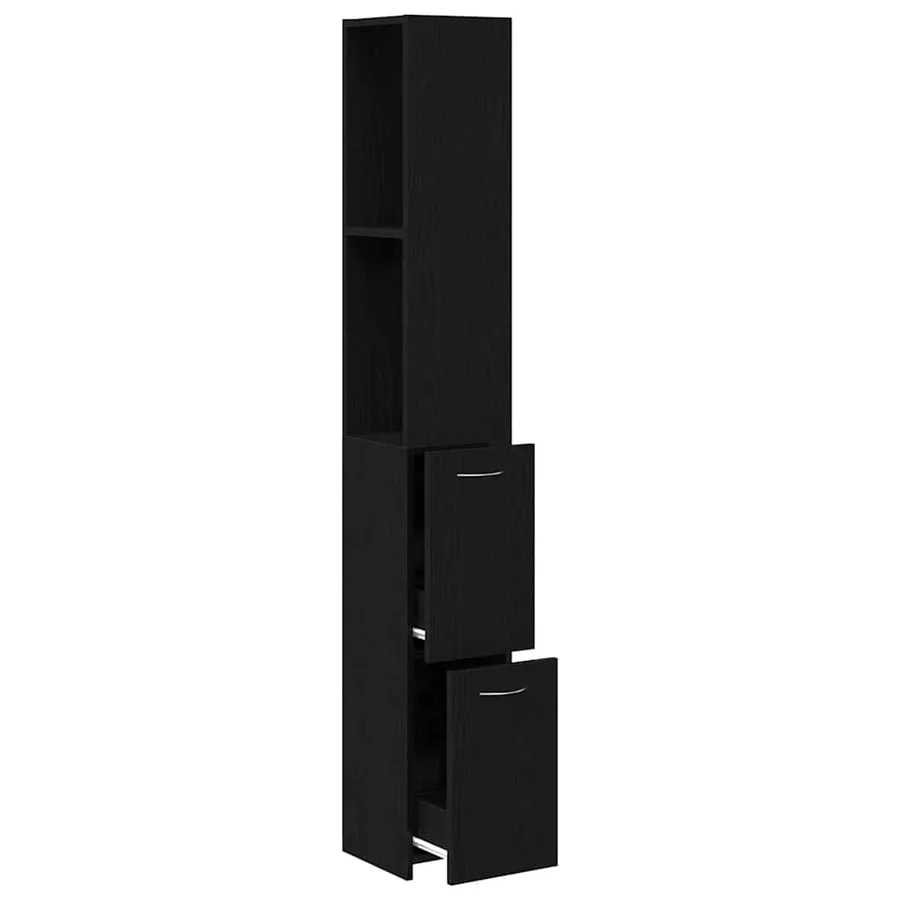 Cabinet de salle de bain avec porte Chêne noir 25 x 25 x 170 cm - 5