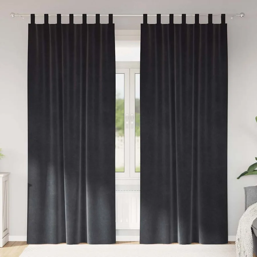 Rideaux occultants 2 pcs Gris foncé 140 x 225 cm Velours