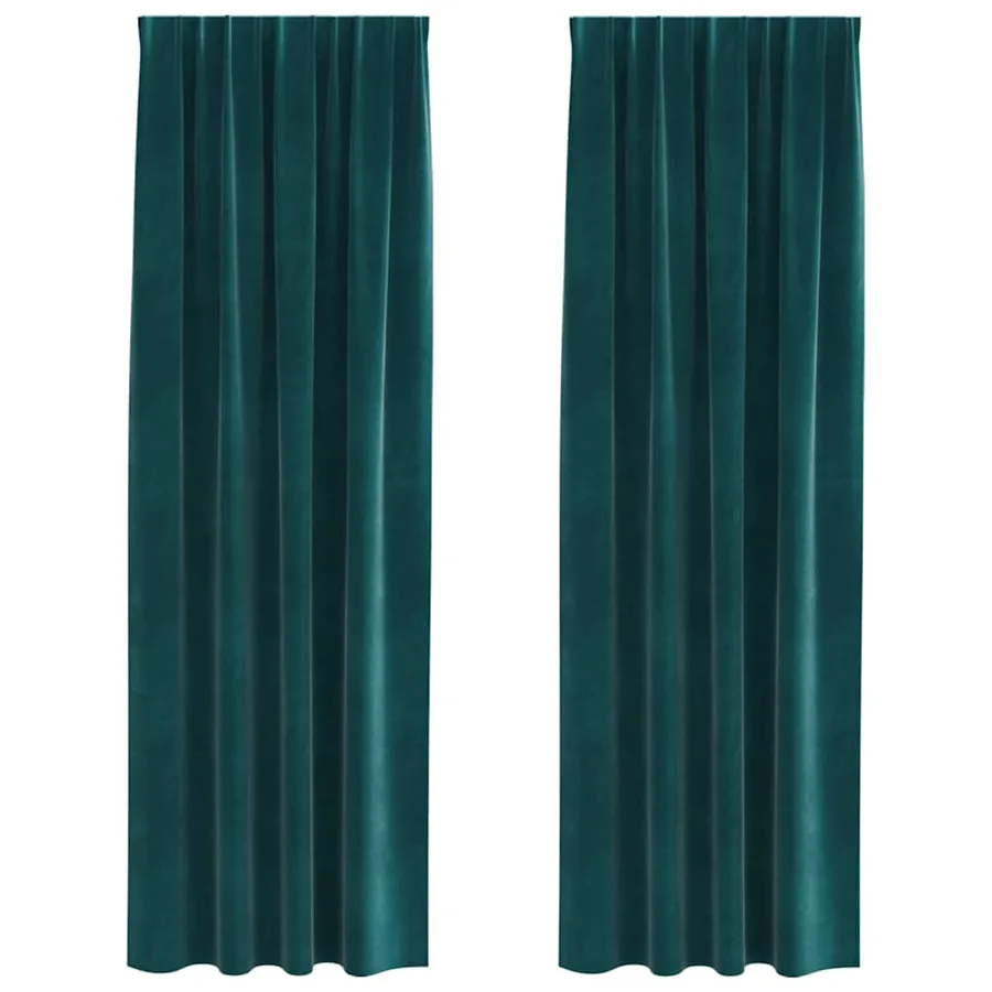 Rideaux occultants 2 pcs Vert foncé 140 x 245 cm Velours - 2