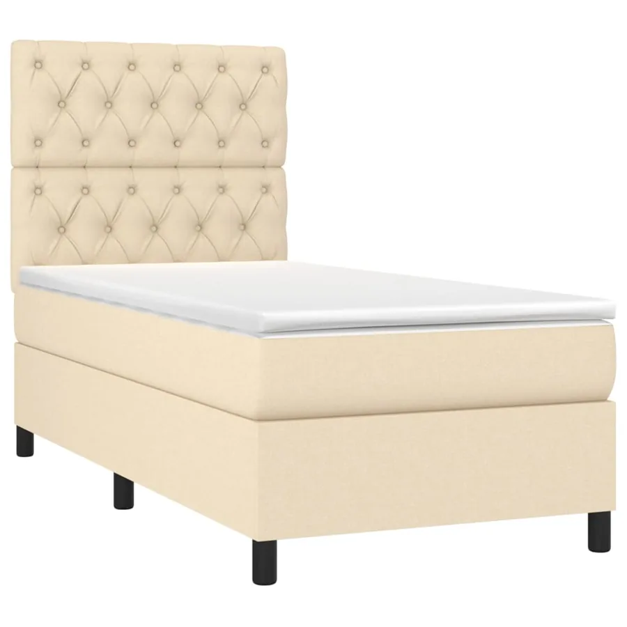 Sommier à lattes de lit et matelas et LED Crème 80x200 cm Tissu - 3