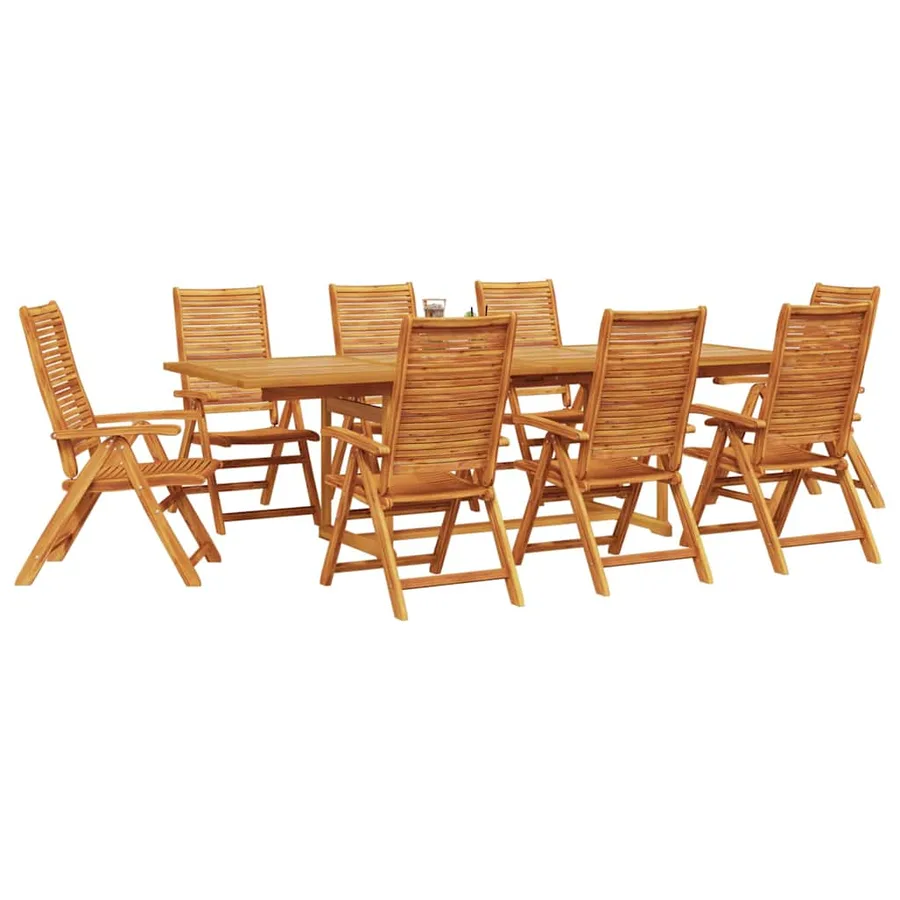 Ensemble de salle à manger pour jardin 9 pcs Marron - 3