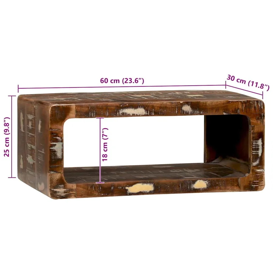 Meuble TV 60 x 30 x 25 cm Bois massif de récupération - 11