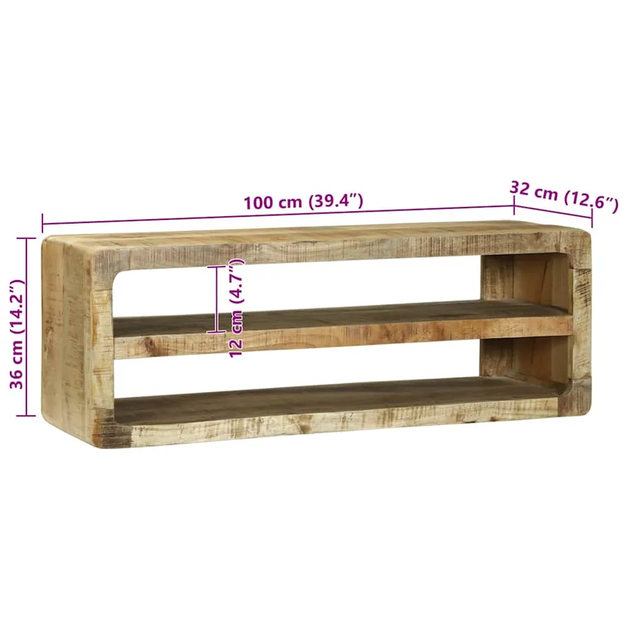 Meuble TV Marron 100 x 32 x 36 cm Bois de manguier massif - 11