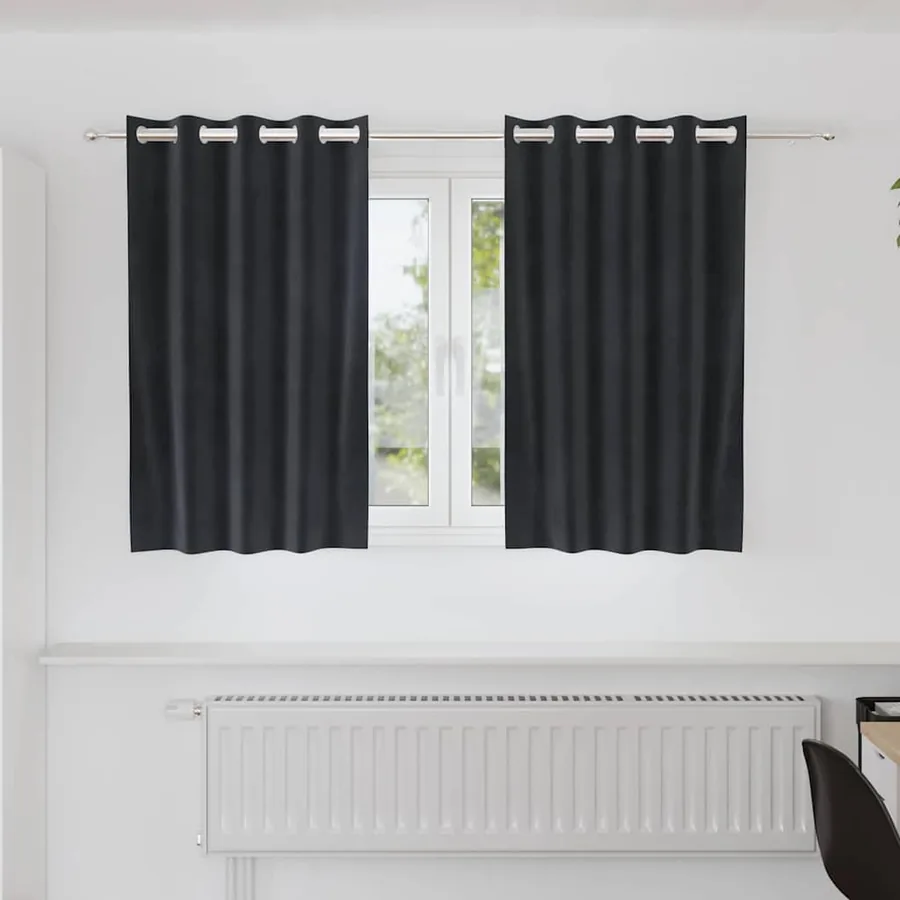 Rideaux occultants 2 pcs Gris foncé 140 x 140 cm Velours