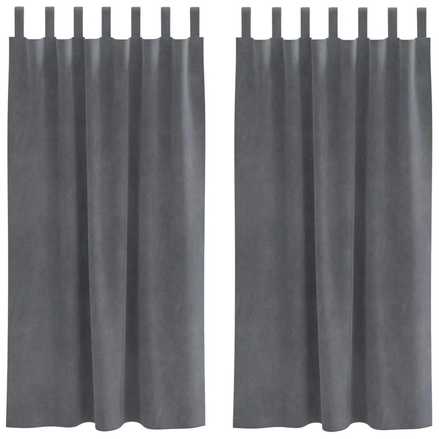 Rideaux occultants 2 pcs Gris clair 140 x 175 cm Velours - 2