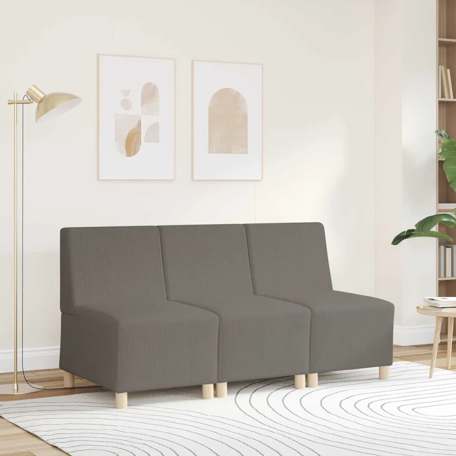 Sofa Chair Light Grey 55 cm Corduroy Fabric - Untranslated - 3