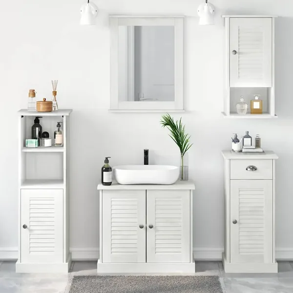 Ensemble de mobilier de salle de bain VIGO 5 pcs Blanc antique