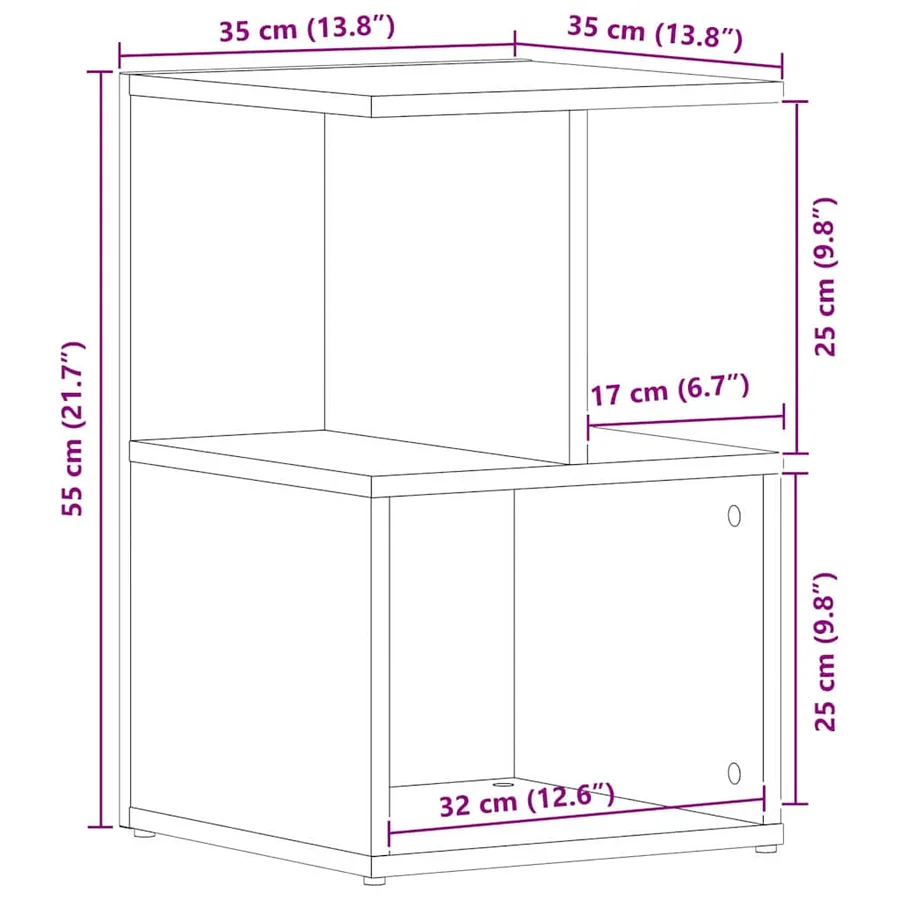 Cabinet de chevet Chêne noir 35 x 35 x 55 cm Bois d'ingénierie - 8