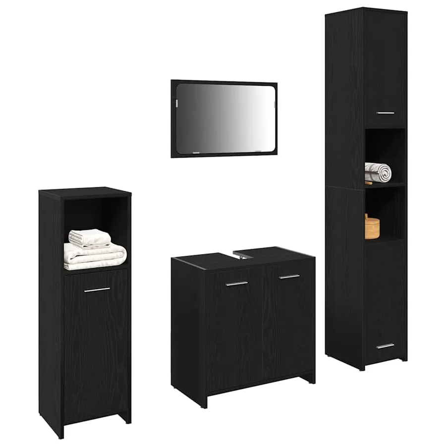 Ensemble de mobilier de salle de bain 4 pcs Chêne noir - 3