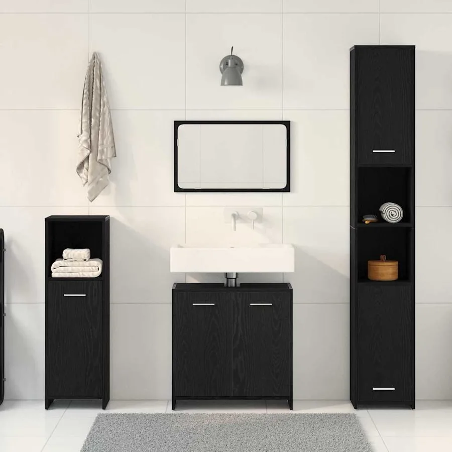 Ensemble de mobilier de salle de bain 4 pcs Chêne noir - 4