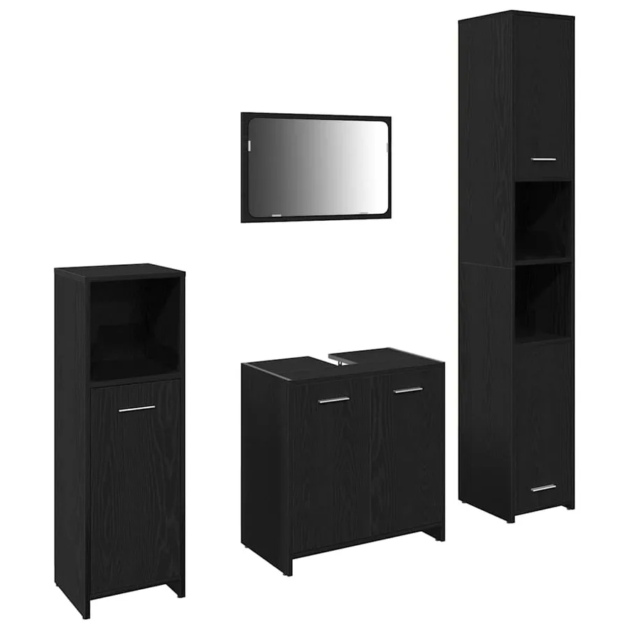 Ensemble de mobilier de salle de bain 4 pcs Chêne noir - 5