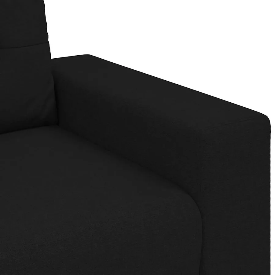 Canapé 3 places noir en tissu 220x78x80 cm - 7