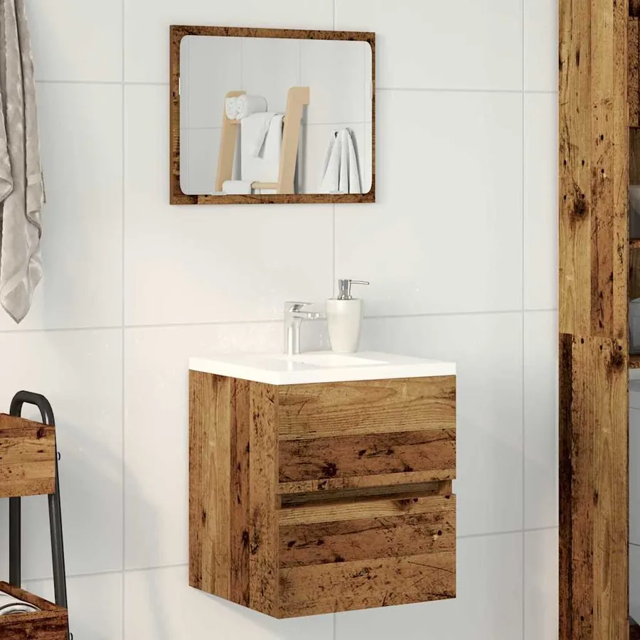 Meuble sous-vasque bois vieilli 41x38,5x45 cm bois d'ingénierie