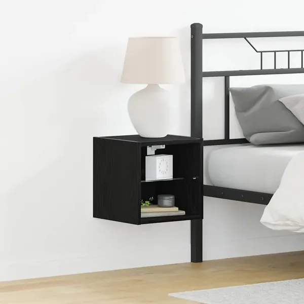 Cabinet de Chevet Murale LED 2 pcs Noir 30 x 28,5 x 30 cm