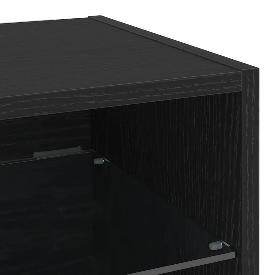 Cabinet de Chevet Murale LED 2 pcs Noir 30 x 28,5 x 30 cm - 10