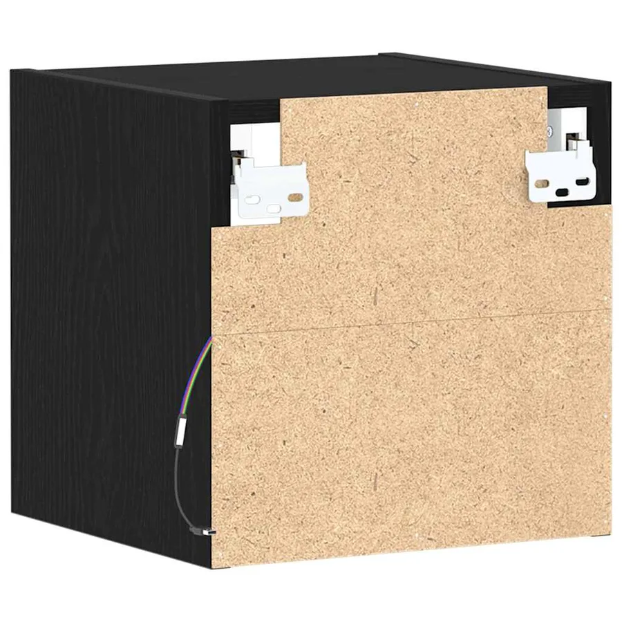 Cabinet de Chevet Murale LED 2 pcs Noir 30 x 28,5 x 30 cm - 9