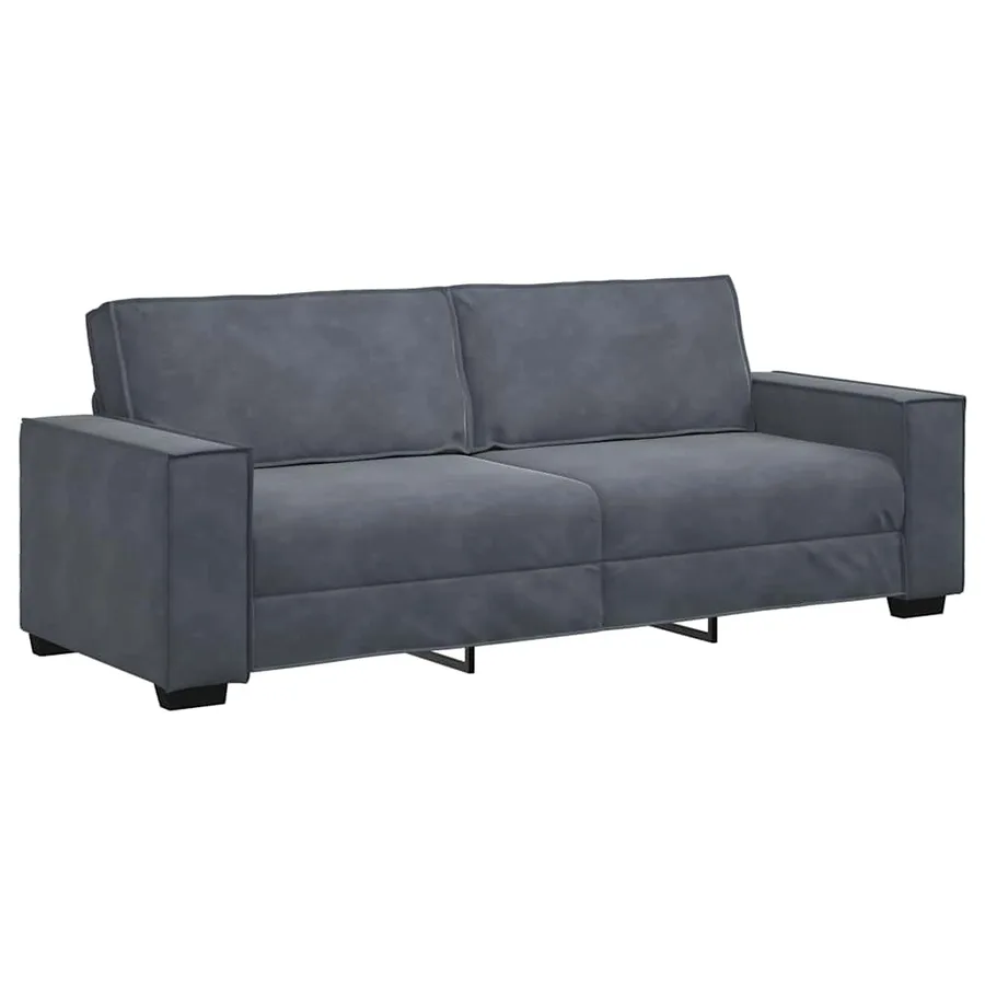 Canapé à 3 places Gris foncé 220x78x84 cm Velours - 2