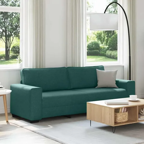 Canapé 3 places vert foncé 220 x 77 x 82 cm en tissu