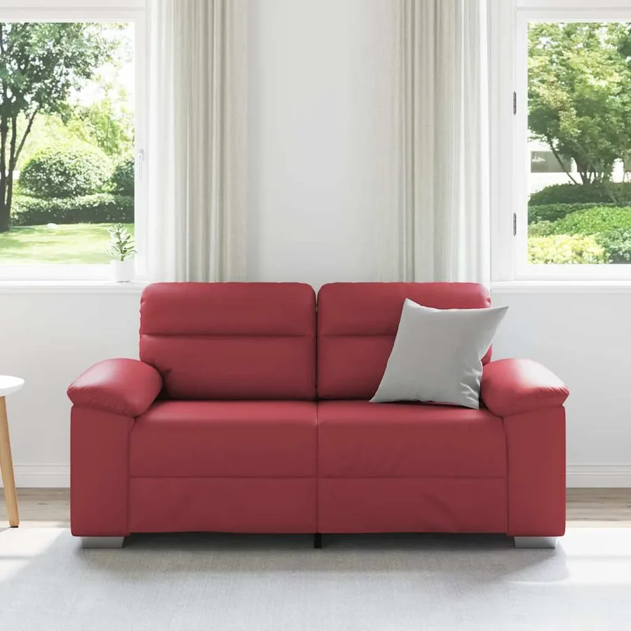 Canapé 2 places rouge bordeaux 160 x 81 x 84 cm en similicuir - 3