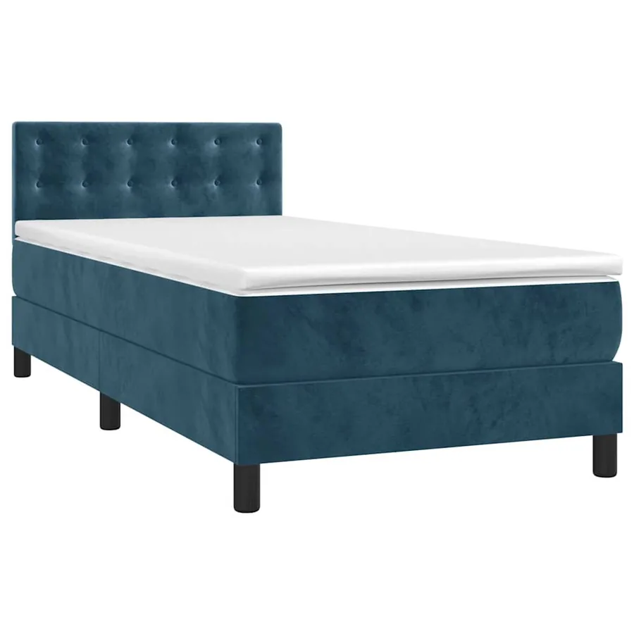 Sommier à lattes de lit avec matelas LED Bleu foncé 100x200 cm - 3