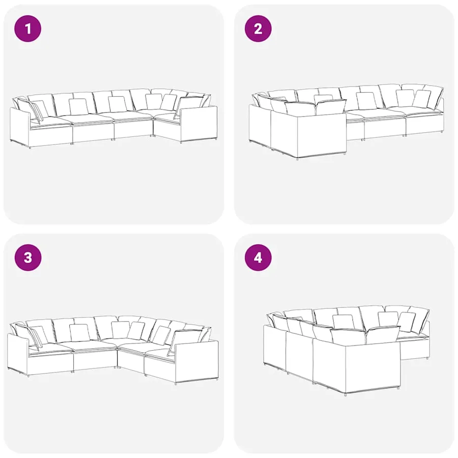 Canapé modulable avec coussins velours bleu - 8