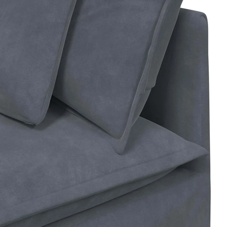 Canapé modulaire avec coussins en velours gris foncé - 7
