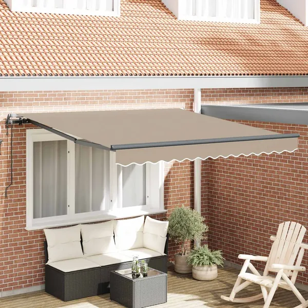 Auvent rétractable Beige 300 x 250 cm Tissu et Aluminium