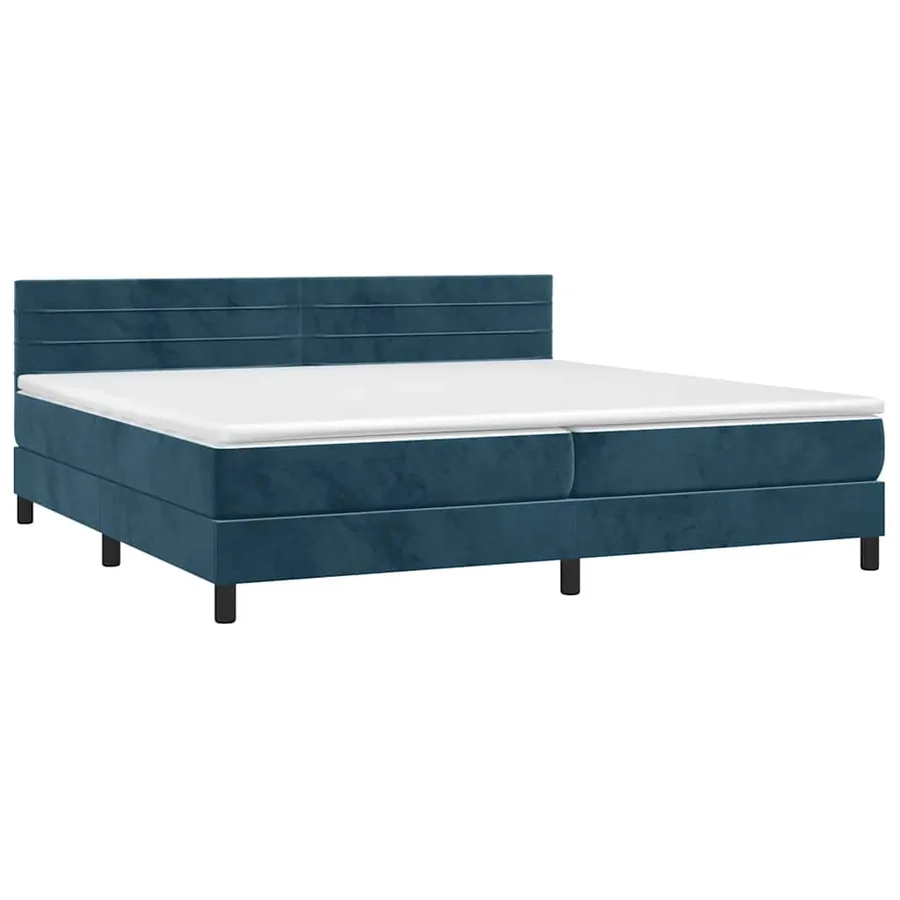 Sommier à lattes de lit avec matelas LED Bleu foncé 200x200 cm - 3