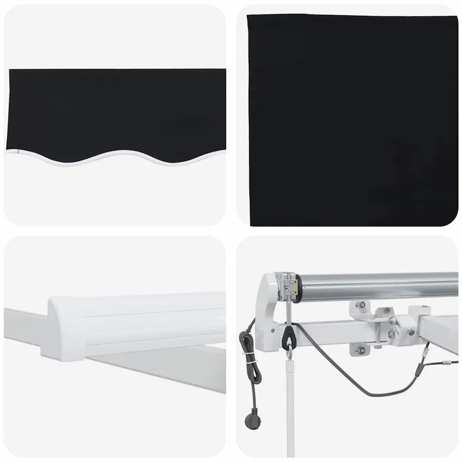Auvent rétractable Noir 300 x 250 cm Polyester - 10