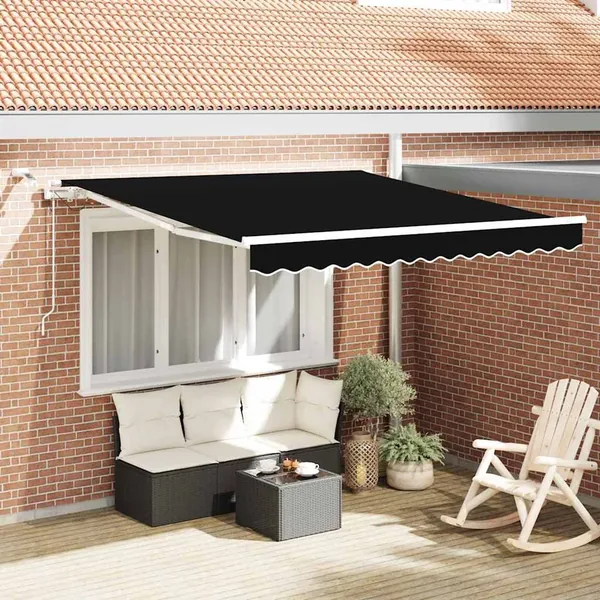Auvent rétractable Noir 350 x 250 cm Polyester