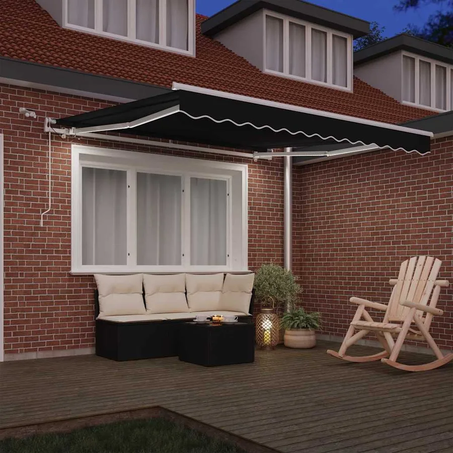 Auvent rétractable Noir 350 x 250 cm Polyester - 3