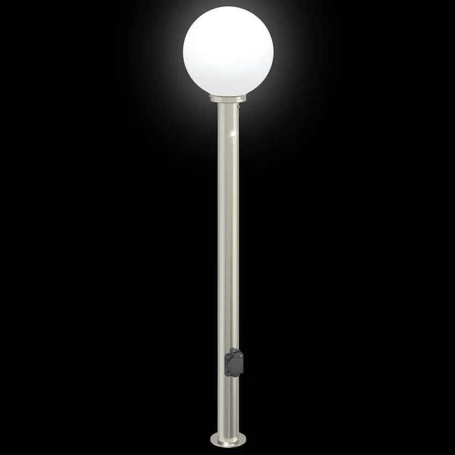 Bornes lumineuses avec détecteur et prise lot de 3 120 cm acier inoxydable IP44 - 5