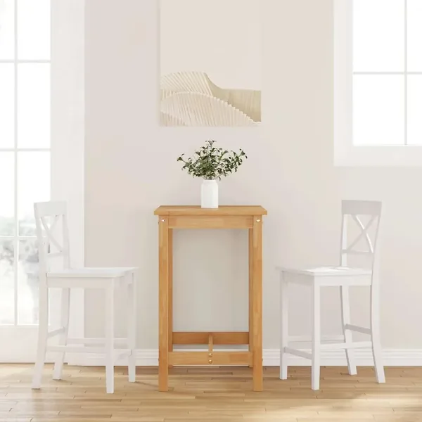 Tabourets de bar (lot de 2) en bois massif blanc et caoutchouc